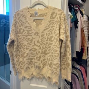 Beige Cheetah Print Sweater
